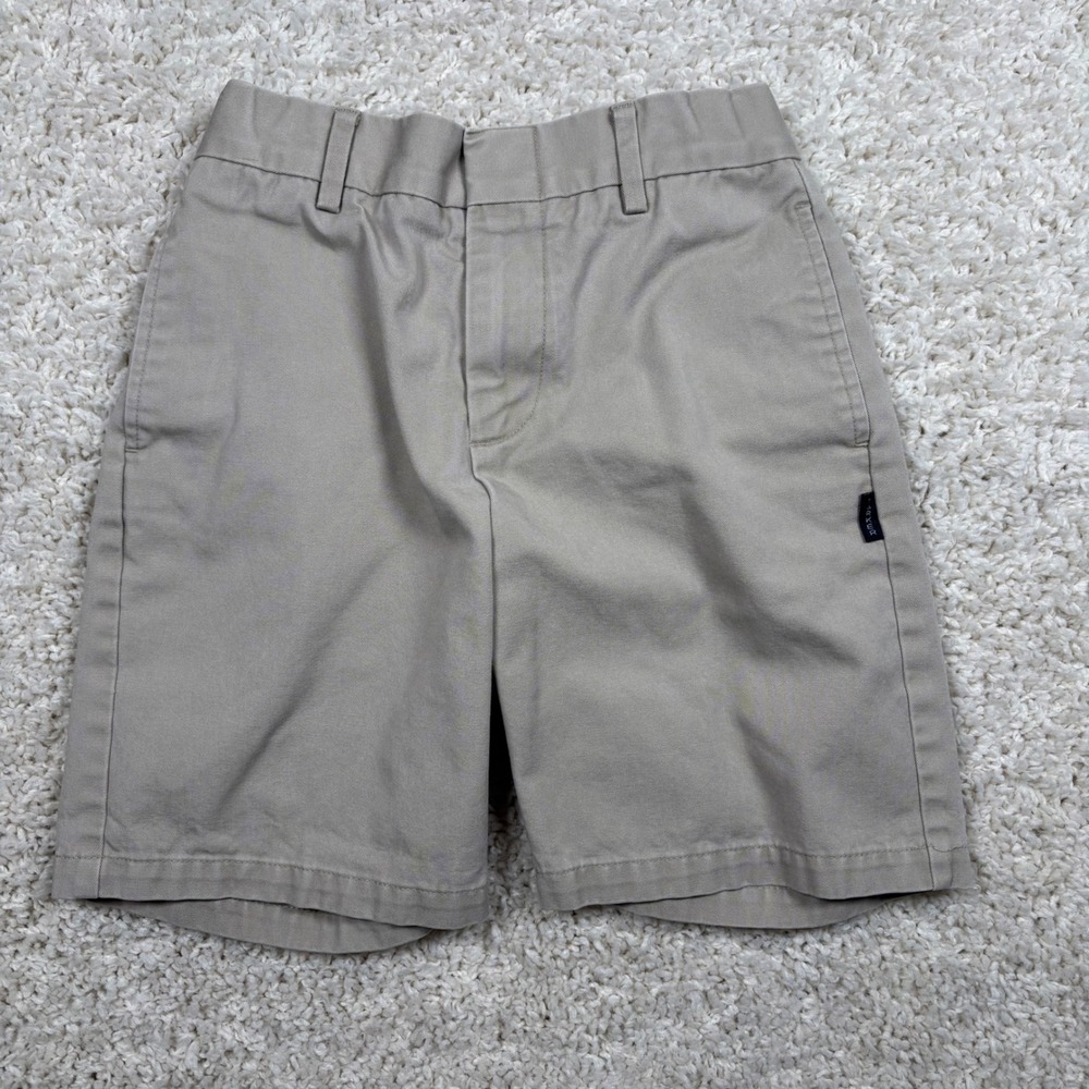 Parker Kids Khaki Chino Shorts Flat Front‎ Elastic Waist Adjustable Size 8